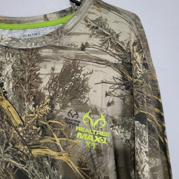 Realtree Men's Large Tree Camo Long Sleeve Shirt T-shirt Hunting Green Brown - Picture 3 of 5
